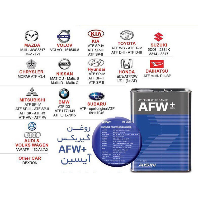 روغن گیربکس خودرو آیسین مدل AFW-PLUS ظرفیت 4 لیتر
