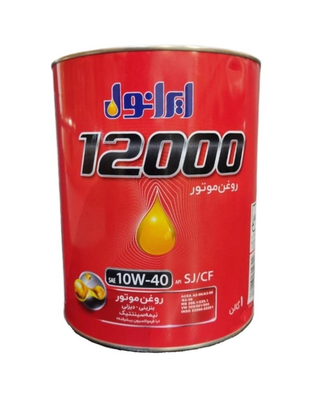 روغن موتور ایرانول مدل 12000 حجم ۴ لیتر گرید ۱۰W-40